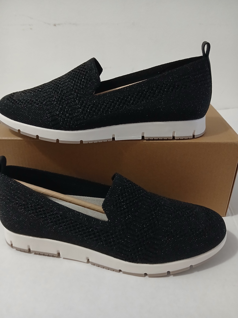 White Mountain Black Knit Slip-On Flats with White Sole Various Sizes $36 - Picture 7 of 12